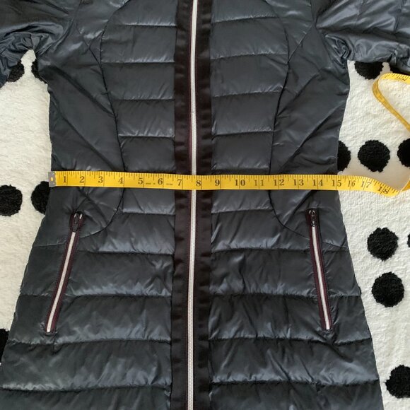 Lululemon Down Puffer Coat Liner 4 Black Hooded Athleisure Long Jacket - Picture 13 of 16